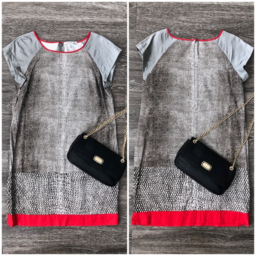 KENNETH COLE Gray, Brown and Red Dress